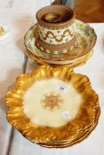 Limoges dessert plates with gilt border and floral gilt pattern in the middle and other items