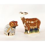 Royal Crown Derby paperweights to include Nanny Goat and Derby Ram,