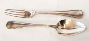 A pair of foreign silver flatware dinner fork and spoon,