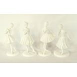 Four Coalport china figures including "The Sweetest Rose", "Curtain Call",