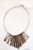 1960's designer silver-coloured metal necklace by Maughan Harvey (silversmith and goldsmith who