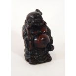 Chinese carved hardwood Hotei figure,