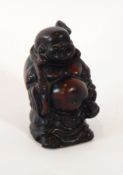 Chinese carved hardwood Hotei figure,