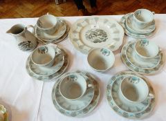 A Wedgwood Eric Ravilious "Travel" pattern tea service decorated with hot air balloons and trains