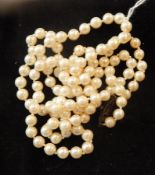 Cultured pearl necklace, single strand,