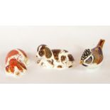 Royal Crown Derby Collectors Guild paperweights to include Scruff, Puppy and Crested Tit,