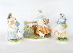 Three Royal Worcester china figures including "Bluebell Time",