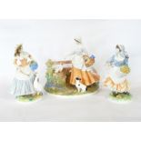 Three Royal Worcester china figures including "Bluebell Time",