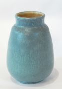 A 20th century studio pottery vase, pear-shaped with a duck-egg blue colouring,