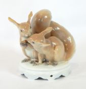 A Royal Copenhagen porcelain model of a pair of red squirrels, No.