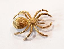 9ct gold and white stone spider brooch having two white stones set eyes,