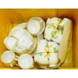 Quantity Stanley china teaware decorated in yellow and green and other yellow and white china