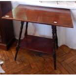 A late Victorian mahogany rectangular top side table, with turned splayed legs and undershelf,