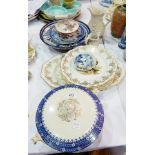 Norwegian blue and white pottery plate, Copeland stoneware jug,