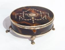 Georgian style silver tortoiseshell pique work trinket box,