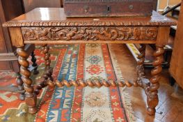 An Edwards & Roberts 19th century carved oak side table, with foliate gadrooned border,