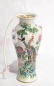 A Chinese porcelain baluster shaped vase converted to table lamp,