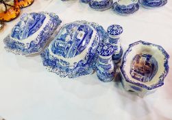 Quantity of Spode "Italian" pattern china to include two shaped rectangular lidded tureens,