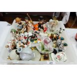 Quantity of figures of children and animals and other miniature ceramics and glass