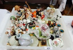 Quantity of figures of children and animals and other miniature ceramics and glass
