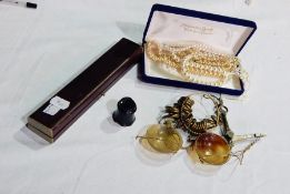 Pair jewellery balance scales, ring measures, various wristwatches,