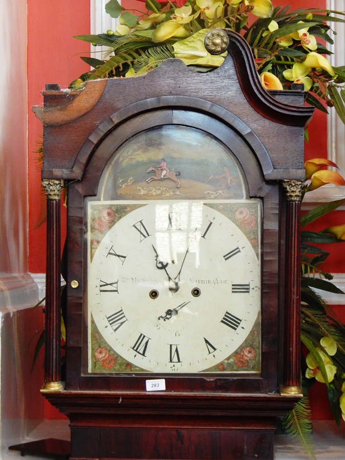 An early 19th century oak longcase clock, with swan neck pediment, - Image 2 of 2