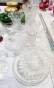 Five various cut or moulded glass vases,
