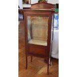 An Edwardian mahogany display cabinet, the glazed panel door with glazed sides to enclose shelves,