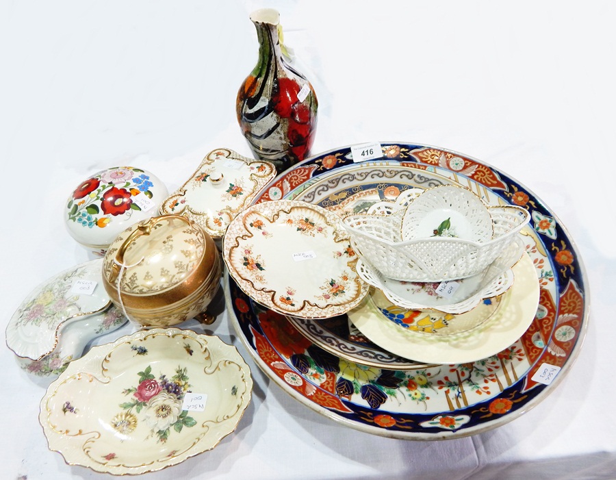Three Romanian porcelain basket pattern dishes,
