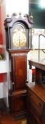 Early 19th century longcase clock with swan neck pediment, engraved brass dial and moonphase,