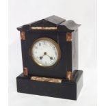 Black slate and enamel mantel clock, the enamel dial marked "Emanuel, Southampton",