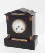 Black slate and enamel mantel clock, the enamel dial marked "Emanuel, Southampton",