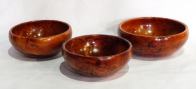 Three large Moroccan thuya wood bowls