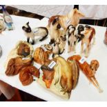 A quantity of china ceramic models of animals to include Beswick Siamese cat,