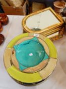 Moroccan brightly coloured glazed and silver-coloured metal mounted pottery dishes and a collection