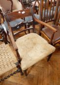 A mahogany carver's chair with reeded decoration