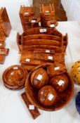 A collection of Moroccan decorative thuya wood to include letter rack, bowls, etc.