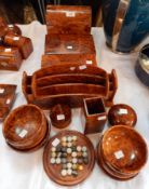 A collection of Moroccan decorative thuya wood to include rectangular boxes, dome topped box,