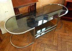 A 20th century glass topped television stand,