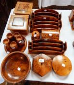 A collection of Moroccan decorative thuya wood to include pair inlaid square lidded boxes,