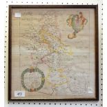 After Blome Antique handcoloured map of Buckinghamshire, with its hundreds,