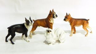 A German Hutschenreuther model of a Pekinese dog and three models of Mastiffs (4)