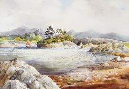 Susan Webb Watercolour Salmon Bridge, Salt Lake Manor, Near Clifden,