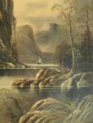 19th century continental school A lakeland scene together with Another by moonlight, a pair,