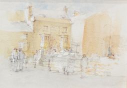 Bernard Philip Batchelor (1924-2012) Watercolour and pencil Quayside scene with figures in