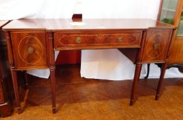 A Sheraton style mahogany breakfront sideboard,