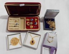 Two 9ct gold rope-twist chains and a quantity of costume jewellery including paste necklaces,