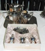 A silver plated four-piece teaset,
