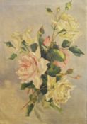 20th century English school Oil on canvas Still life study of roses,