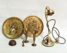 Brass coloured metal Art Nouveau table lamp,